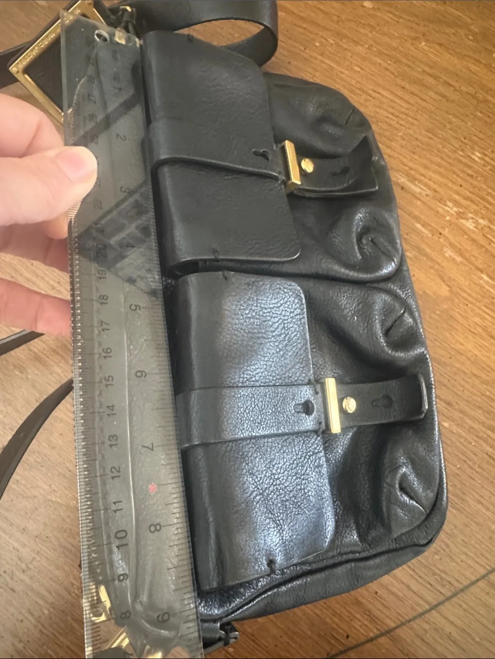Marc By Marc Jacobs Black Leather Crossbody 2 Front Flap Pockets Gold Hardware